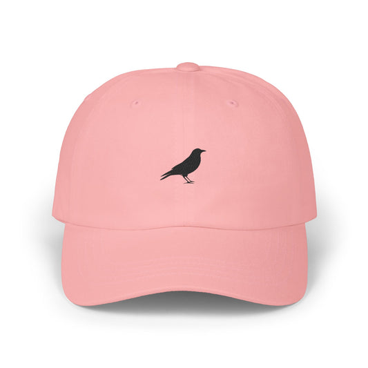 Dad Cap with Minimal Black Crow Embroidery — Classic Bird Dad Hat