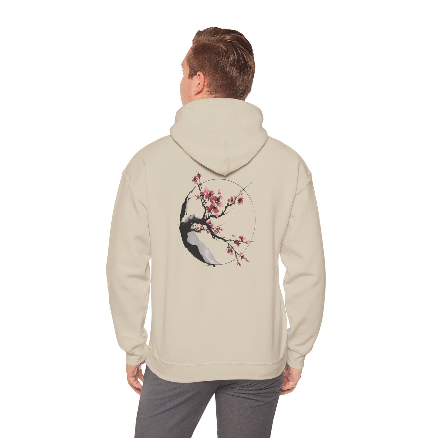 Hoodie — Cherry Blossom Moon Minimalist Hoodie (Bird Accent)