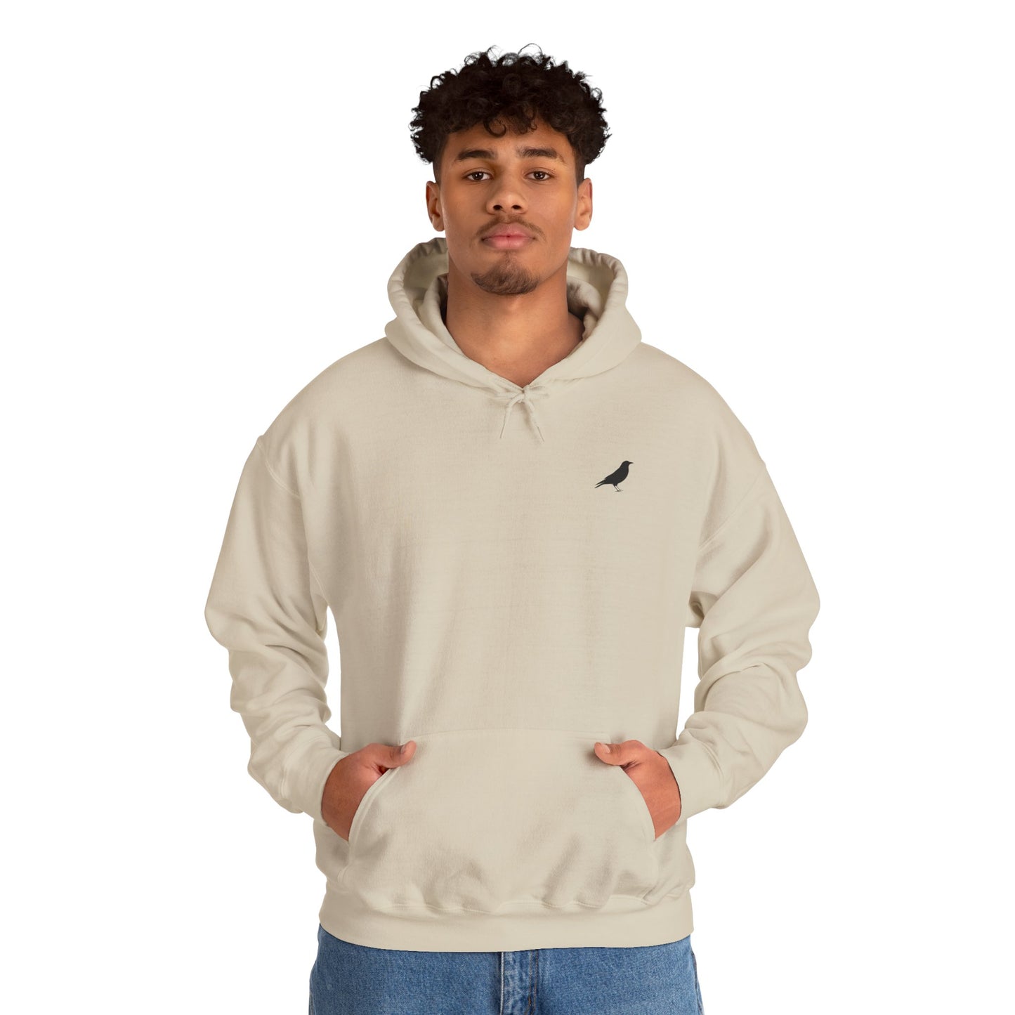 Hoodie — Cherry Blossom Moon Minimalist Hoodie (Bird Accent)
